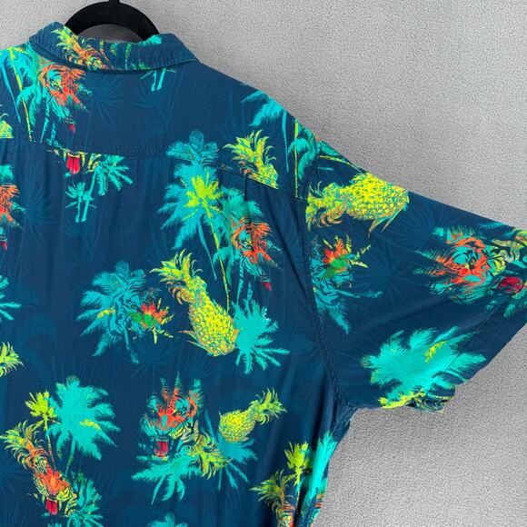 Baja Llama 121 Do One Nighthawk Button Up Hawaiian Shirt Mens XXL Blue Tigers - Picture 6 of 16